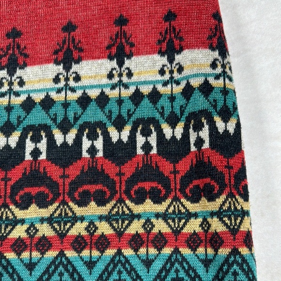 Peruvian Connection Red Patterned Women's Pencil Skirt XS Aztec Pima Cotton Soft - Picture 2 of 10